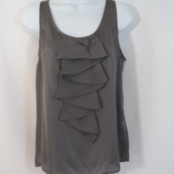 New York & Company Tops - New York & Co Womens Sheer Tank Top Ruffle Front